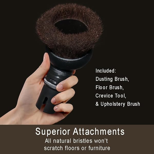 Close-up of the Filter Queen Majestic's power nozzle attachment, showcasing its carpet cleaning capabilities.