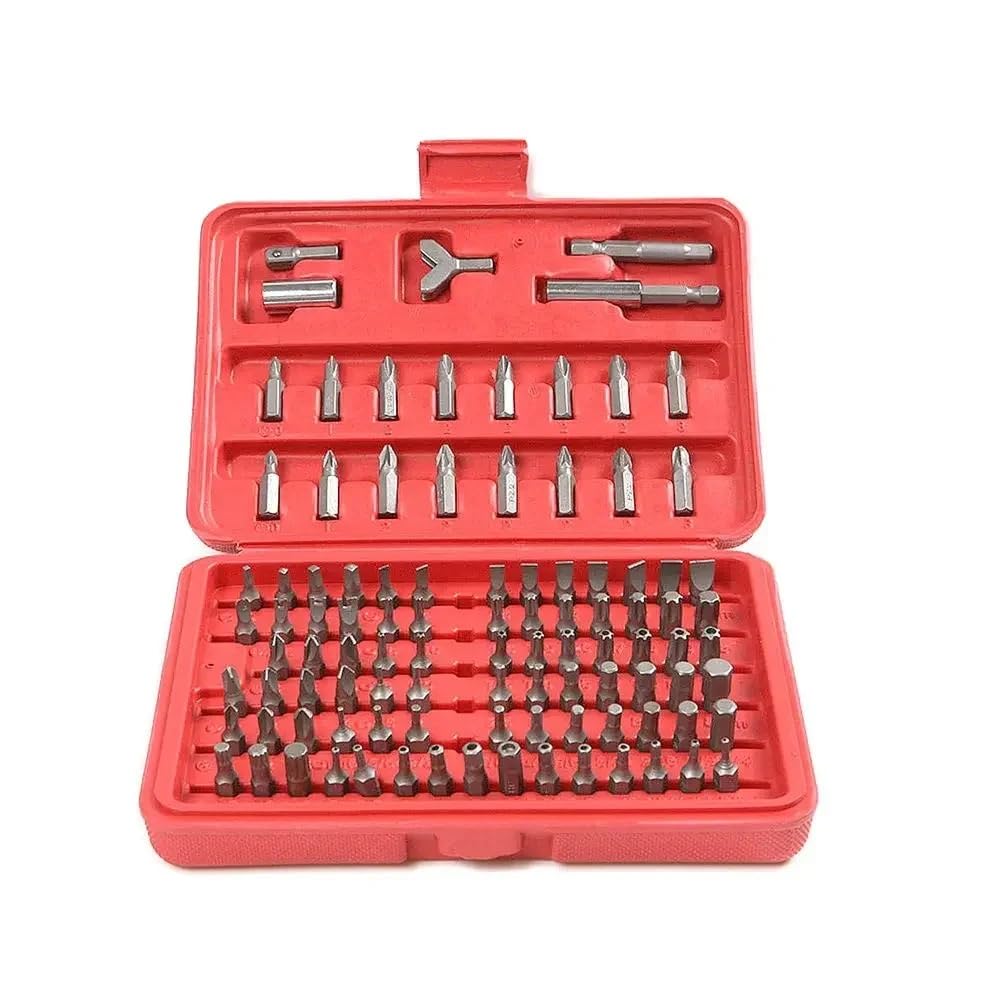 Zestaw narzędzi naprawczych 100 szt. Zestaw bitów do wkrętaka magnetycznego Głowica zabezpieczająca 1/4 wkrętaków Gwiazda Hex Spline Bit Set w/Box