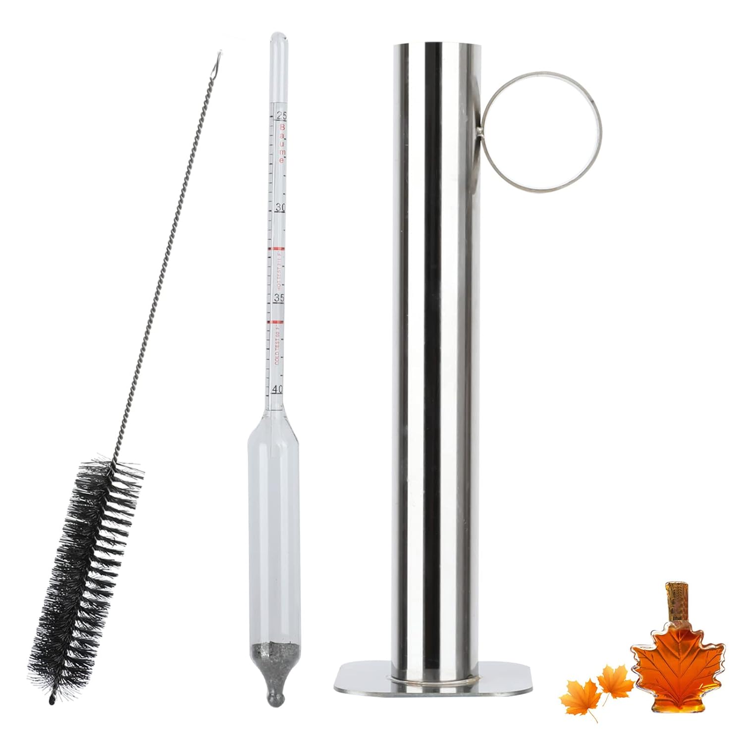 Maple Syrup Hydrometer Test Cup kit, Maple Syrup Density Kit, Measures