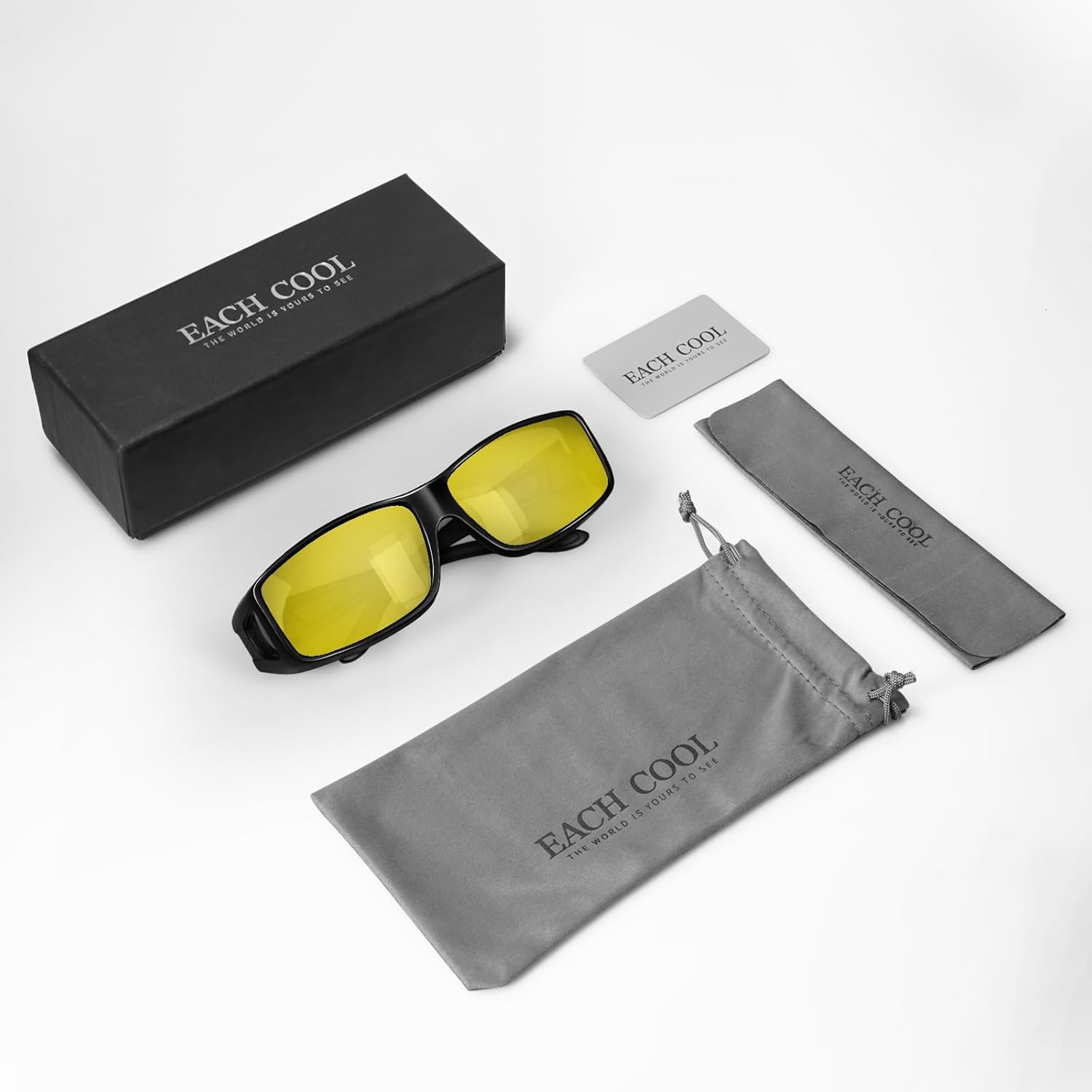 Night Vision Driving Glasses Fit Over Eyeglasses for Men Women, Anti-Glare Polarized Nighttime Glasses Yellow Lens - Image 7