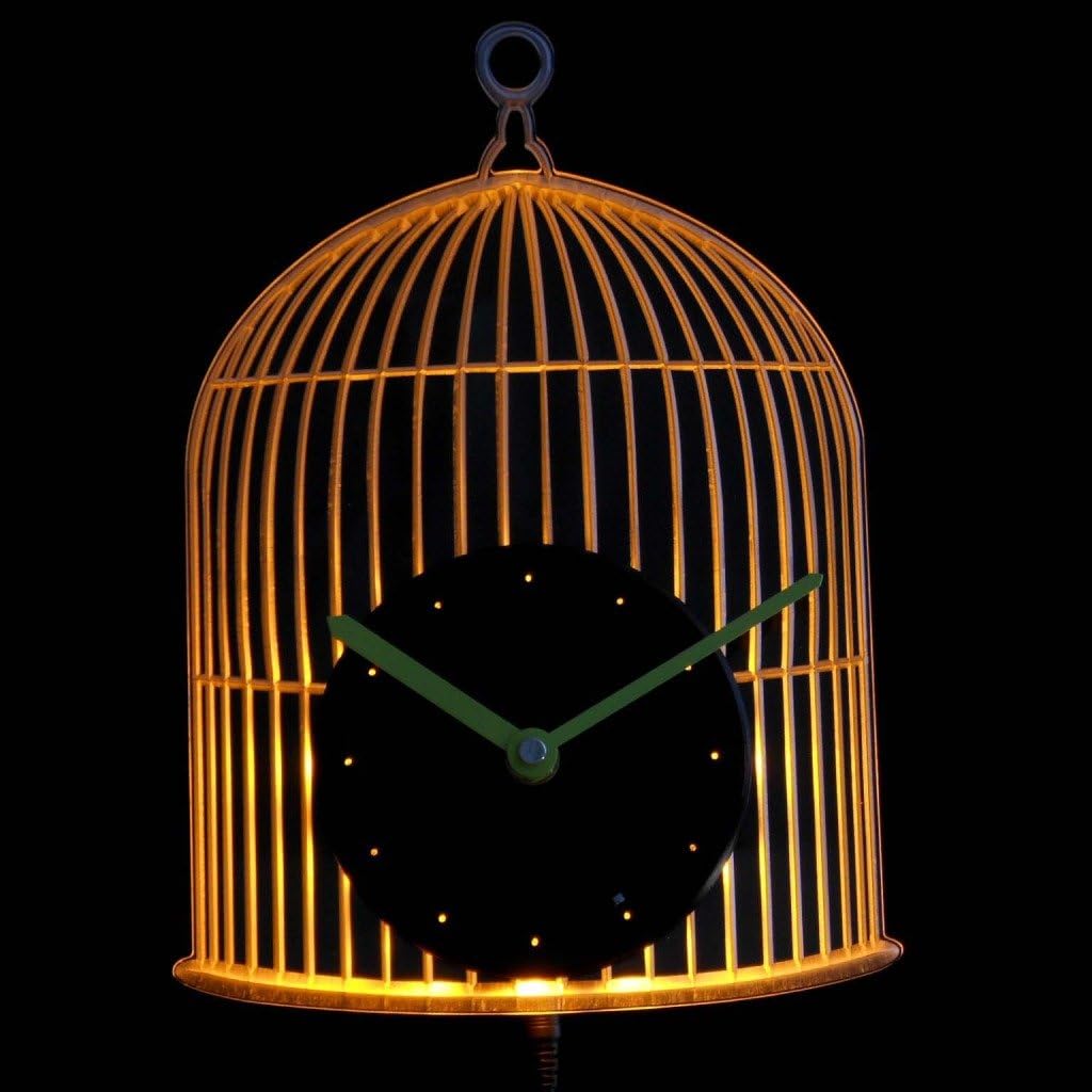 ADVPRO cnc2010-y Bird Cage Decoration Illuminated Edge Lit Bar Beer Neon Sign Wall Clock with LED Night Light
