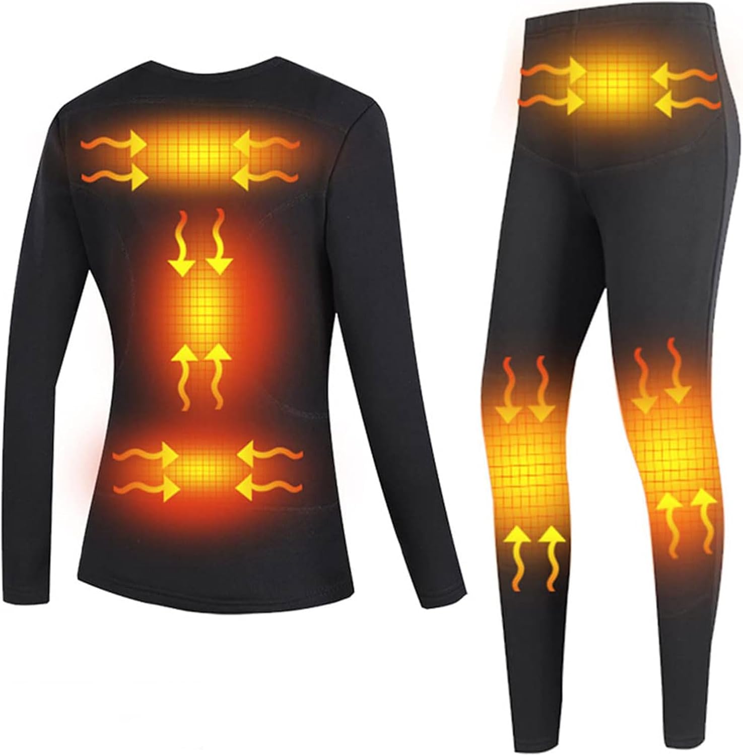 Thermal Underwear for Women, Ultra-Soft Set Base Layer Top & Bottom Long Johns with Velvet Lined Winter Warm, No Power Bank