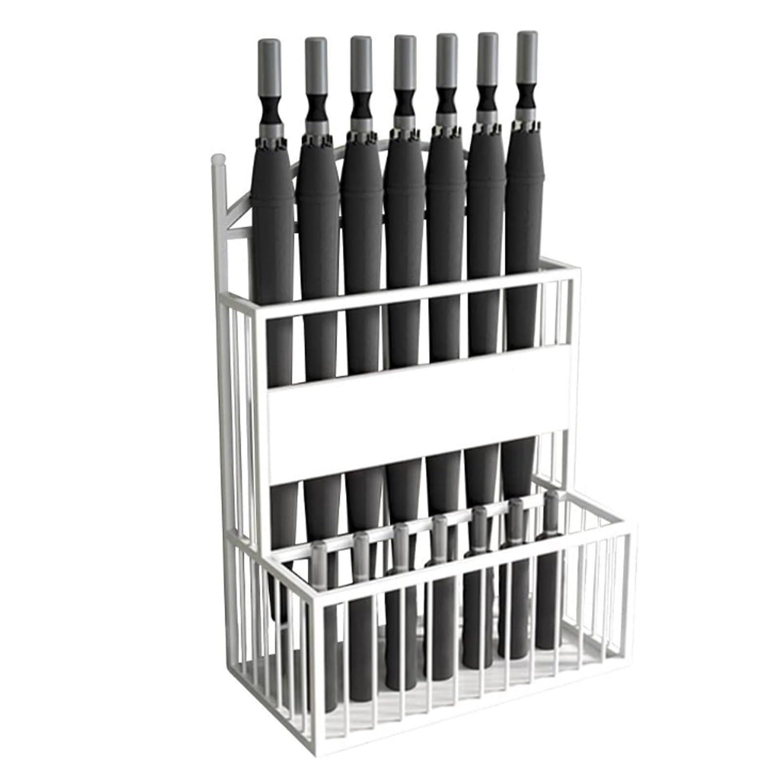 GYRAZXS 2 Tier Large Commercial Umbrella Holder - Metal Drain Rack for Hotel Entrance & Lobby, Holds 15-30 Umbrellas, Stylish Storage Stand for Corridors & Decor