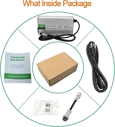 Miniatura 6 de AFU 67.2V 5A Charger 60V Li-ion Battery Smart Charger with Cooling Fan Used for 16S 60V Li-ion Battery with GX16 1+3- PlugGX16 1+2- Plug