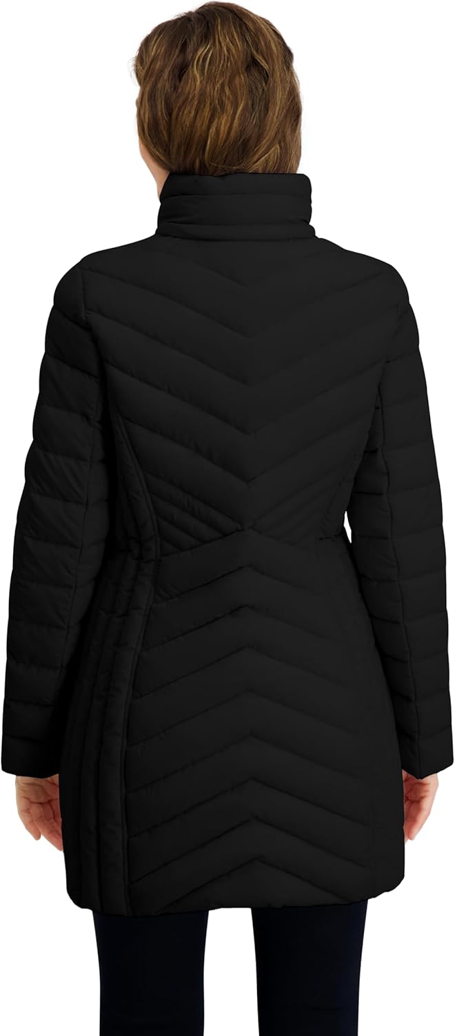 Nautica Women's Stretch Puffer Jacket- Wind & Water-resistant Winter Coat Faux Fur Lined Hood - Image 5
