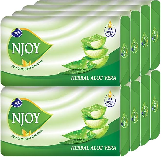 NJOYRaj Bathing Soap Herbal Aloevera (125g, Pack of 8)