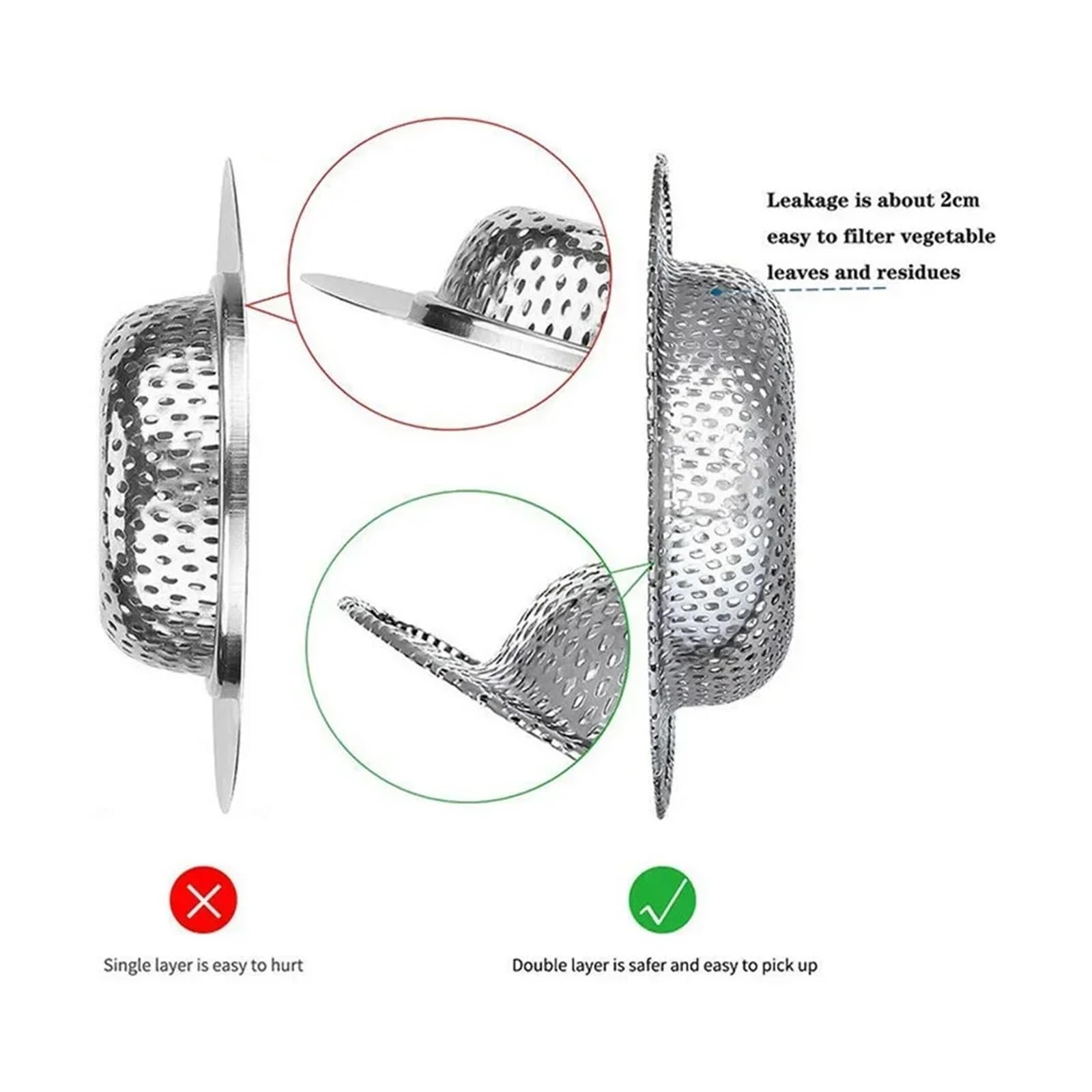 Filtres pour évier, crépine en Maille, Outil de Cuisine, Drain de Sol de Salle de Bain en Acier Inoxydable, Couvercle de Douche, Bouchon de récupération (11,3 cm)