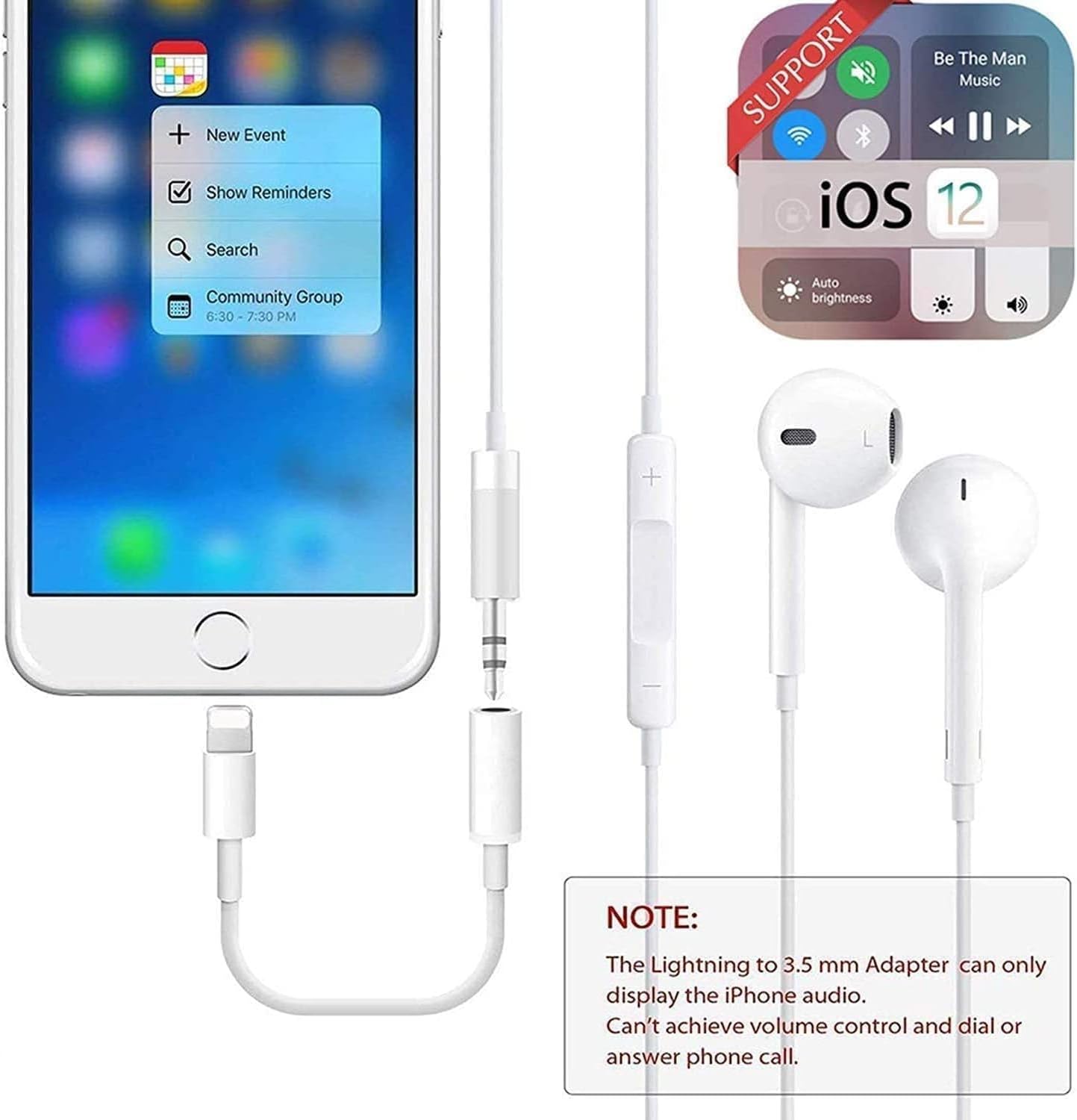 Headphone Adapters, 2 Pack 3.5 mm Headphone/Earphone Jack Audio Aux Adapter Dongle Compatible with iPhone 14 13 12 11 Pro XR XS Max X 8 7 6s Plus