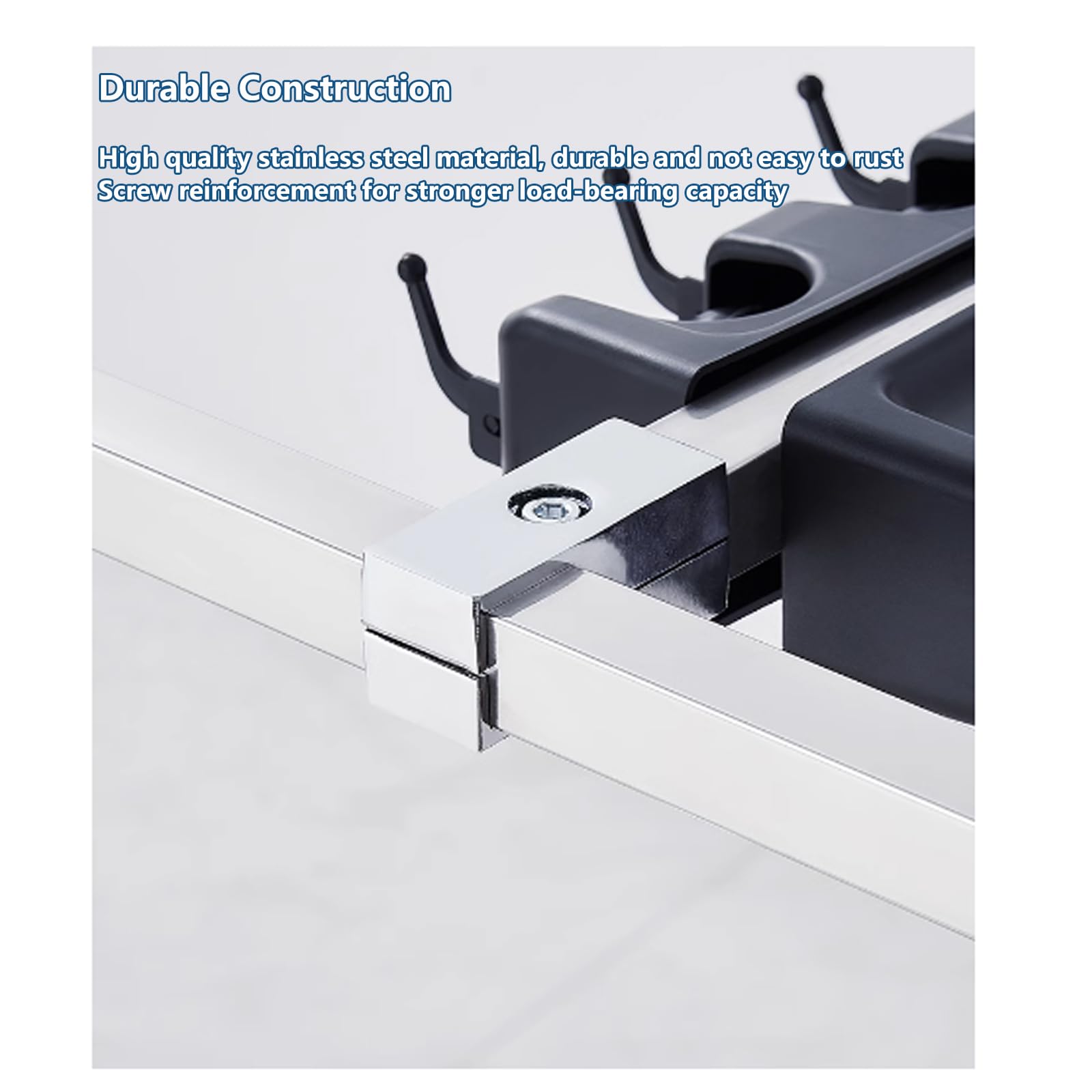 Carrello Pulizie Professionale in Acciaio Inossidabile, con Porta Scope, Commerciale Mobile Carrello Porta Attrezzi(93cm/36.6in,10 Slots and 12 Hooks)
