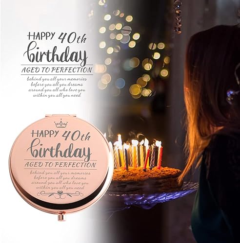 Miniatura 3 de 40th Birthday Gifts Women Rose Gold Compact Mirror Gifts for Women Birthday Unique 40th Birthday Gift Ideas for Wife Sister Daughter Friend Niece