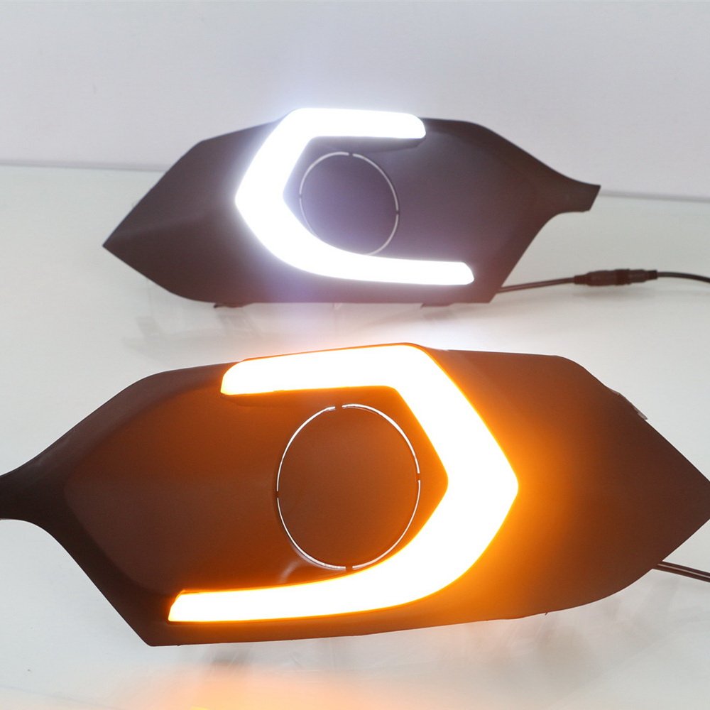 LED Daytime Running Light DRL for Mitsubishi Pajero Montero Sport 2016-2019, 6000K LED Light Guide Front Bumper Light With Yellow Turn Signals Light