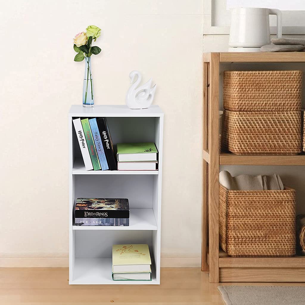 VASAGLE Libreria a 3 Scomparti con Ripiani Regolabili, Scaffale Porta Libri e Documenti per Soggiorno, Camera da Letto, Cameretta e Ufficio, 40 x 24 x 93 cm, Bianco LBC103W