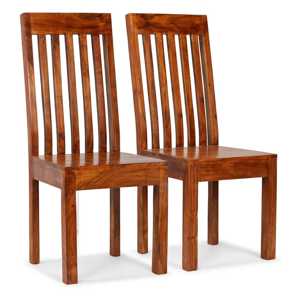 Générique Set di 2 sedie in legno massiccio acacia miele | Design moderno, fatto a mano, facile da pulire, capacità 110 kg per sedile