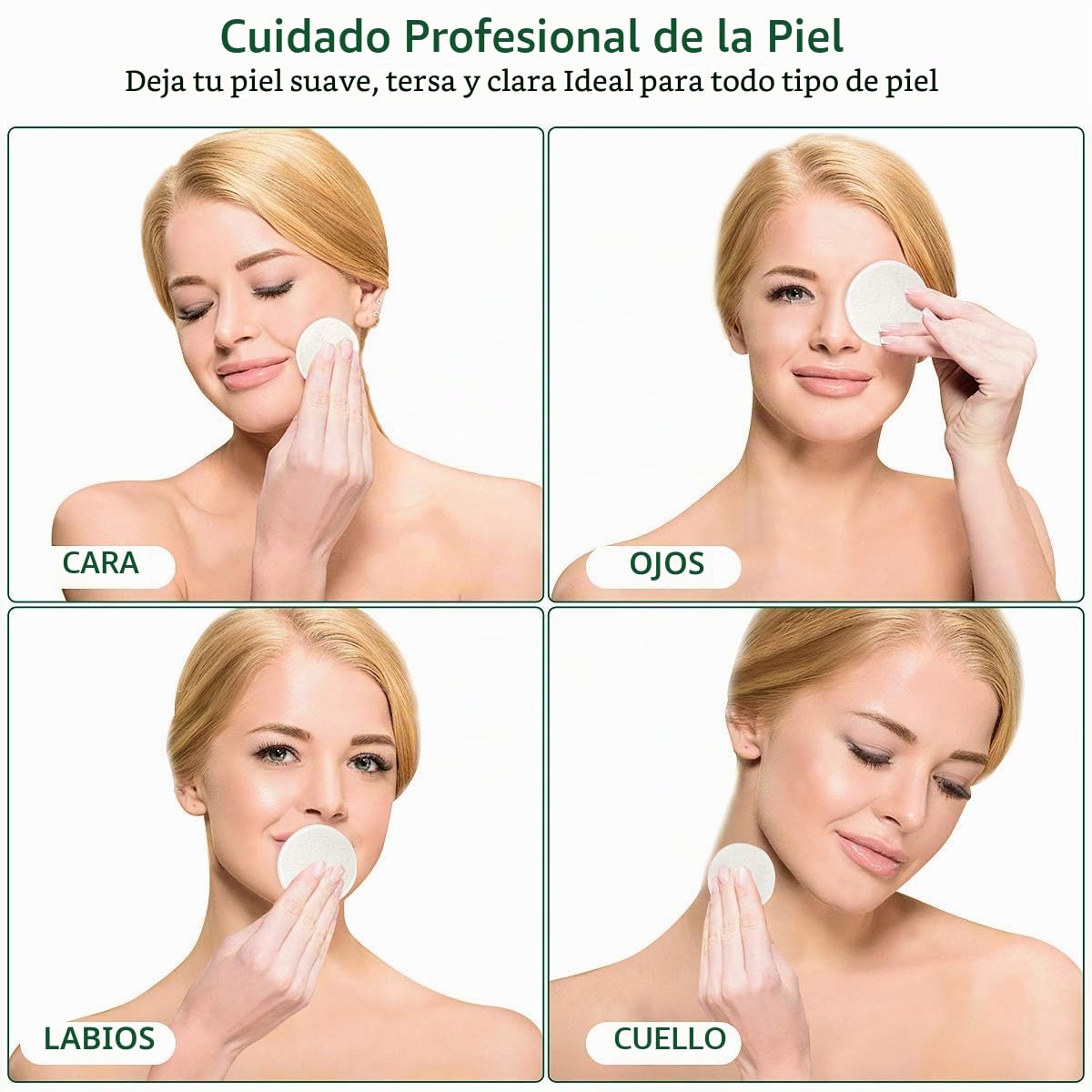 Paquete de 20 almohadillas faciales de algodón reutilizables, lavables de bambú con bolsa de lavandería de malla de algodón, suave para adultos y niños, cuidado de la piel
