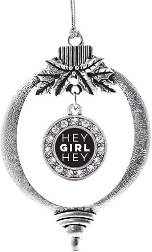 Miniatura 245 de Inspired Silver - My Vintage Initials - Adorno con dije de letra V - Adornos navideños de círculo plateado con joyas de circonita cúbica