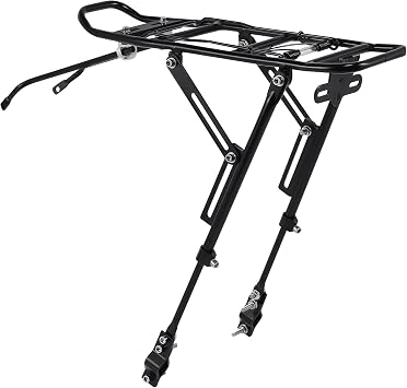 Bike Rear Rack, Universal Bicycle Cargo Rack Luggage Carrier Holder Seat, 110lbs Capacity, Alloy Bicycle Carrier Post Frame for Fat Bike, Road Bike, Mountain Bike Black