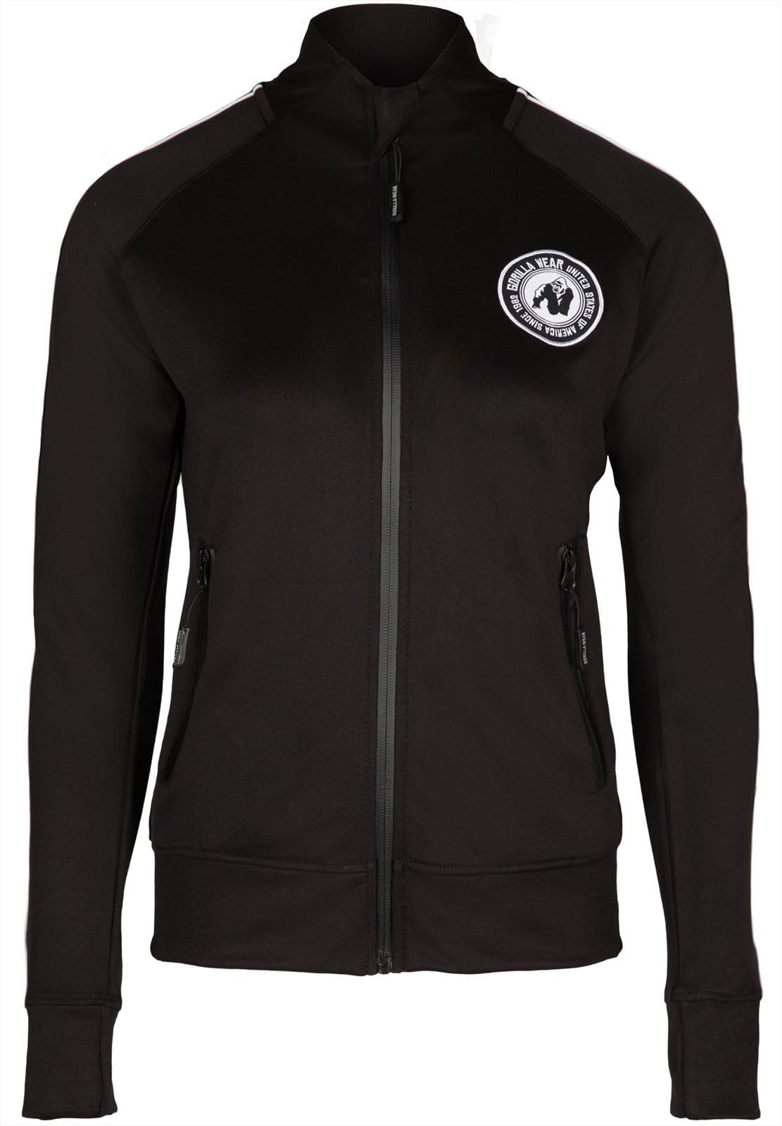 Gorilla Wear - Montana Track Jacket - Schwarz - Bodybuilding Sport Alltag Freizeit mit Logo Aufdruck leicht und bequem für optimale Bewegung aus Polyester Elasthan
