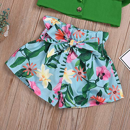 Toddler Baby Girl Floral Clothes Strap Ruffled Tank Top+ Floral Boho Shorts Summer Outfits Set4