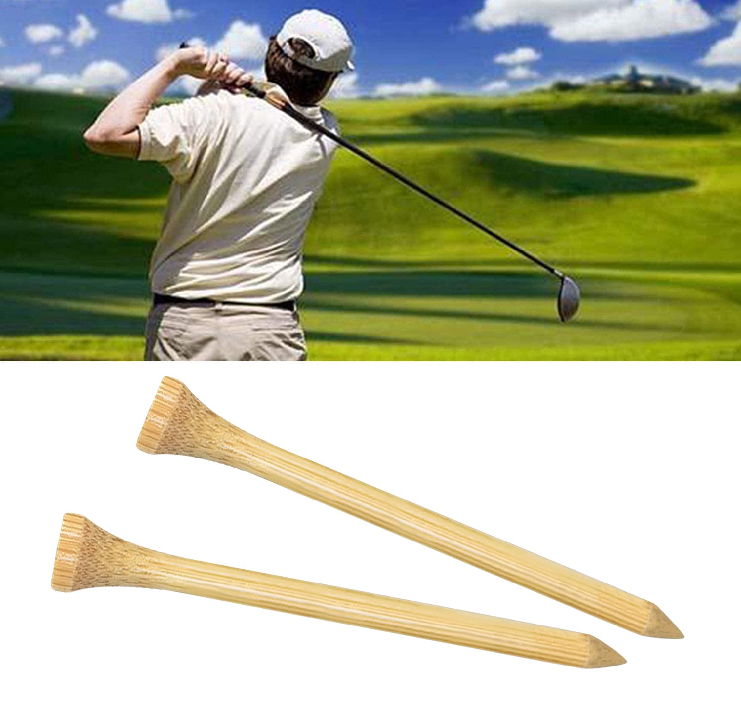 Tee Golf Legno 70mm, 100 Pezzida Tee da Golf in bambù (Colore Naturale)