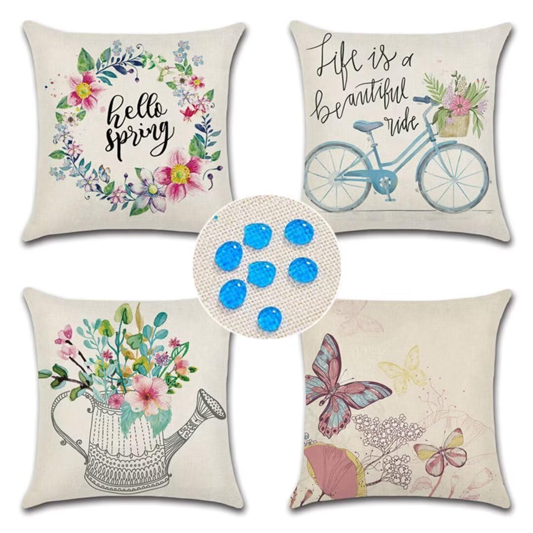 Cuscino per Divano 80x80cm/31x31in Fodere per Cuscini Impermeabili Fiore di primavera Fodera per Cuscino Decorativo Copricuscini in Lino per Divano Casa Esterni Interni Fodere Cuscino Esterno ZC-225