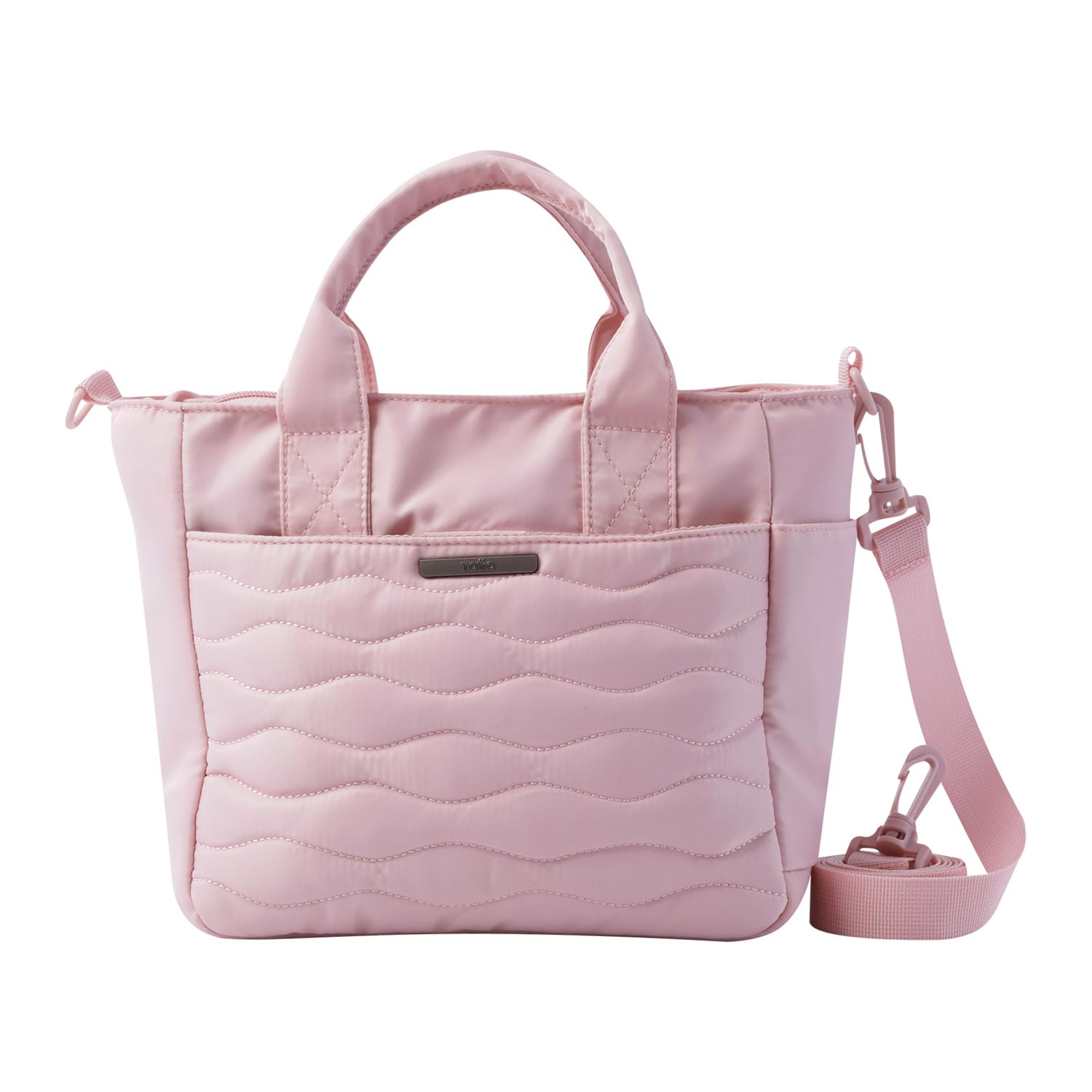 TOTTO - Bolsa Térmica Porta Alimentos 7 L, Modelo Lois, 23.5 x 19.5 x 15.5 cm, Bolsa Comida Trabajo, Bolsillo para Botella, Asa de Mano, Correa Ajustable y Removible, Fácil de Limpiar, Color Peachskin