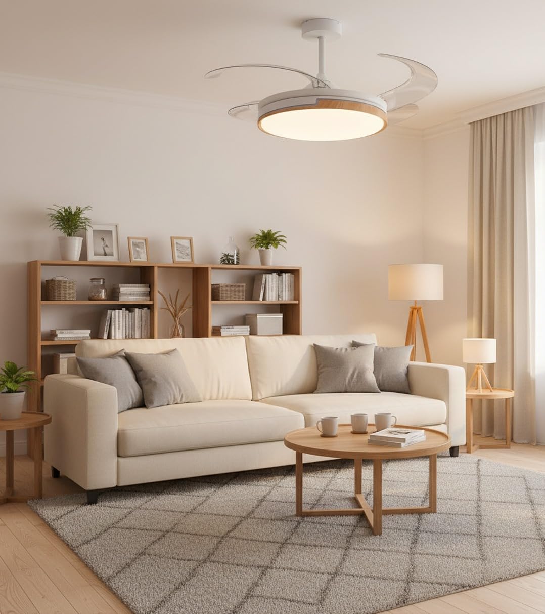 BEL AIR HOME Ventilador de Techo ROBIN, Blanco Madera