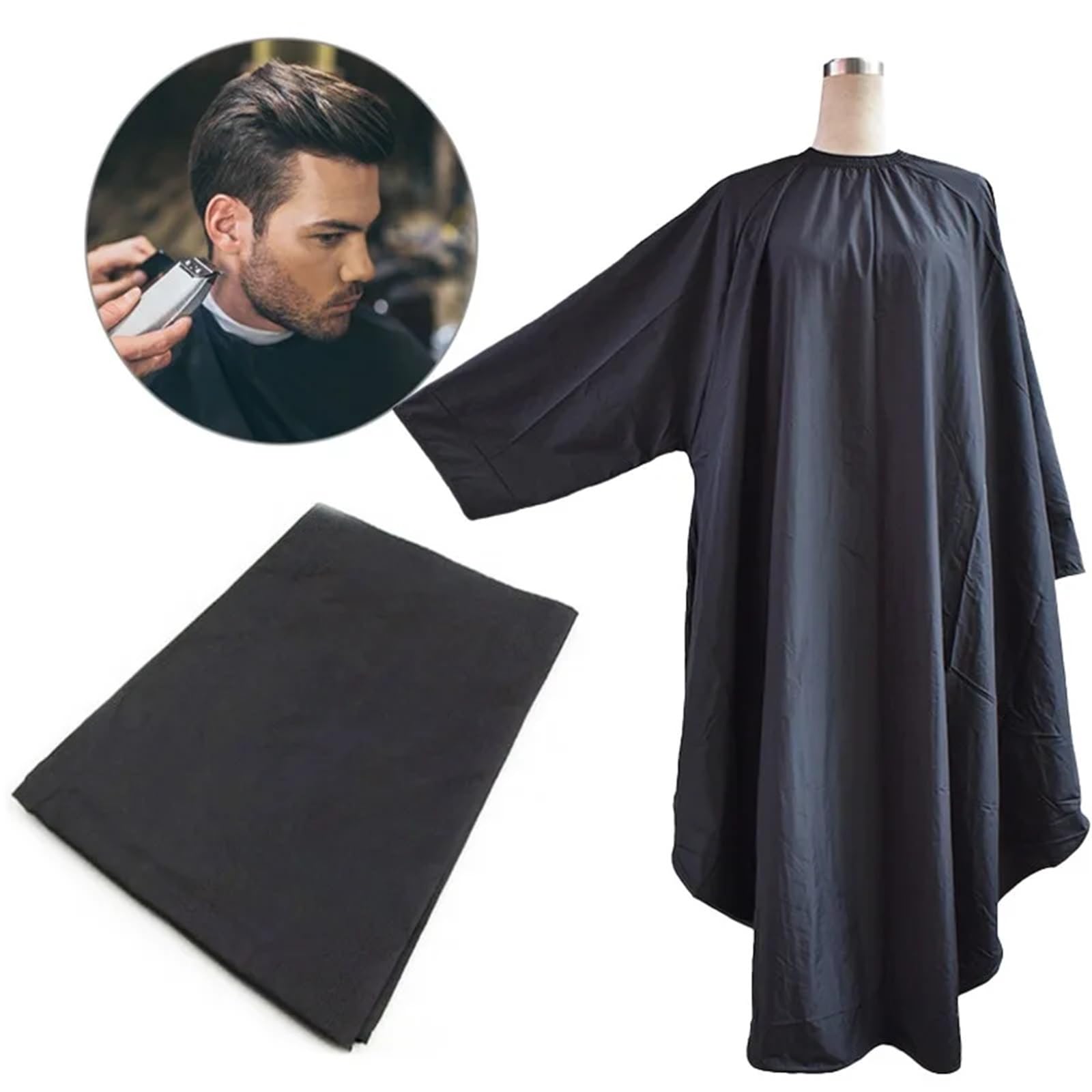 Delantal con mangas for barbería, paño for corte de pelo, capa for, bata peluquería, accesorio salón, 3 uds Para Peinado Cortes