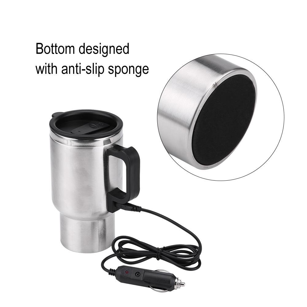 Electric Car Kettles Boiling Heat Cup Insulation Insulated Bottles 450ml 12V Stainless Steel Cigarette Lighter Plug