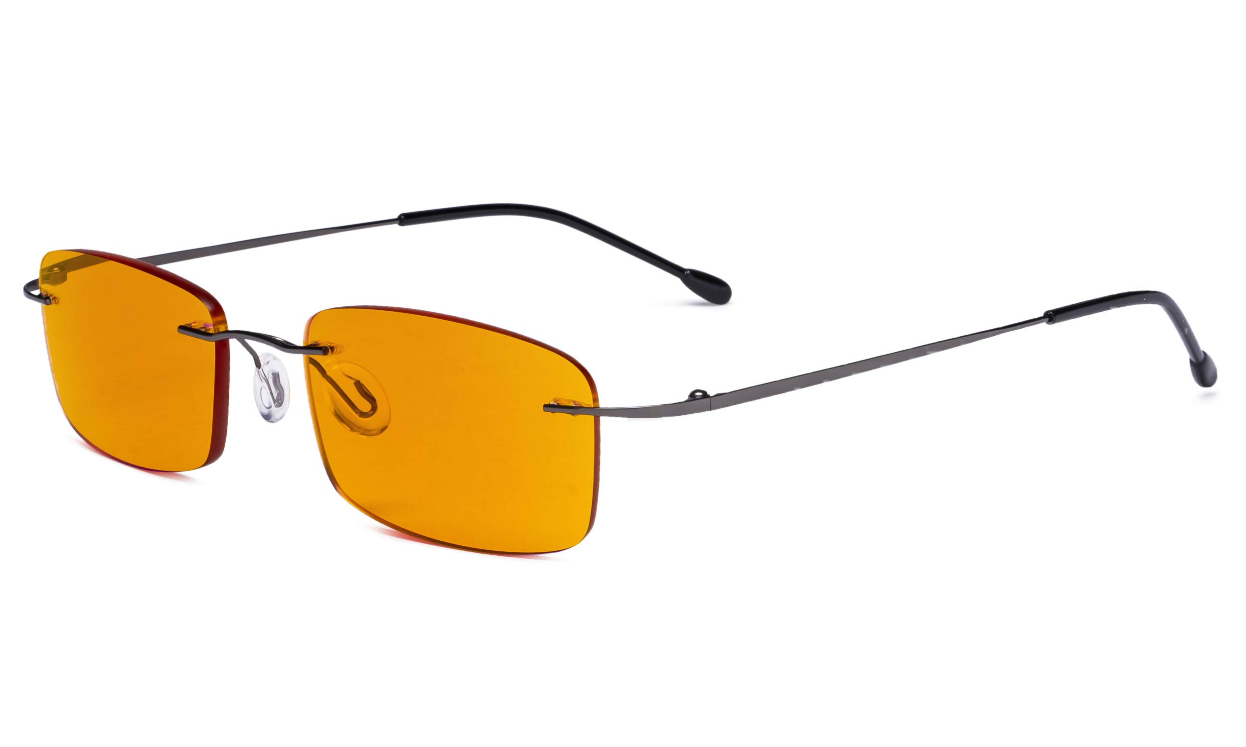 Eyekepper Titanium Rimless Orange Tinted Lenses Computer Reading Glasses Readers Men Women