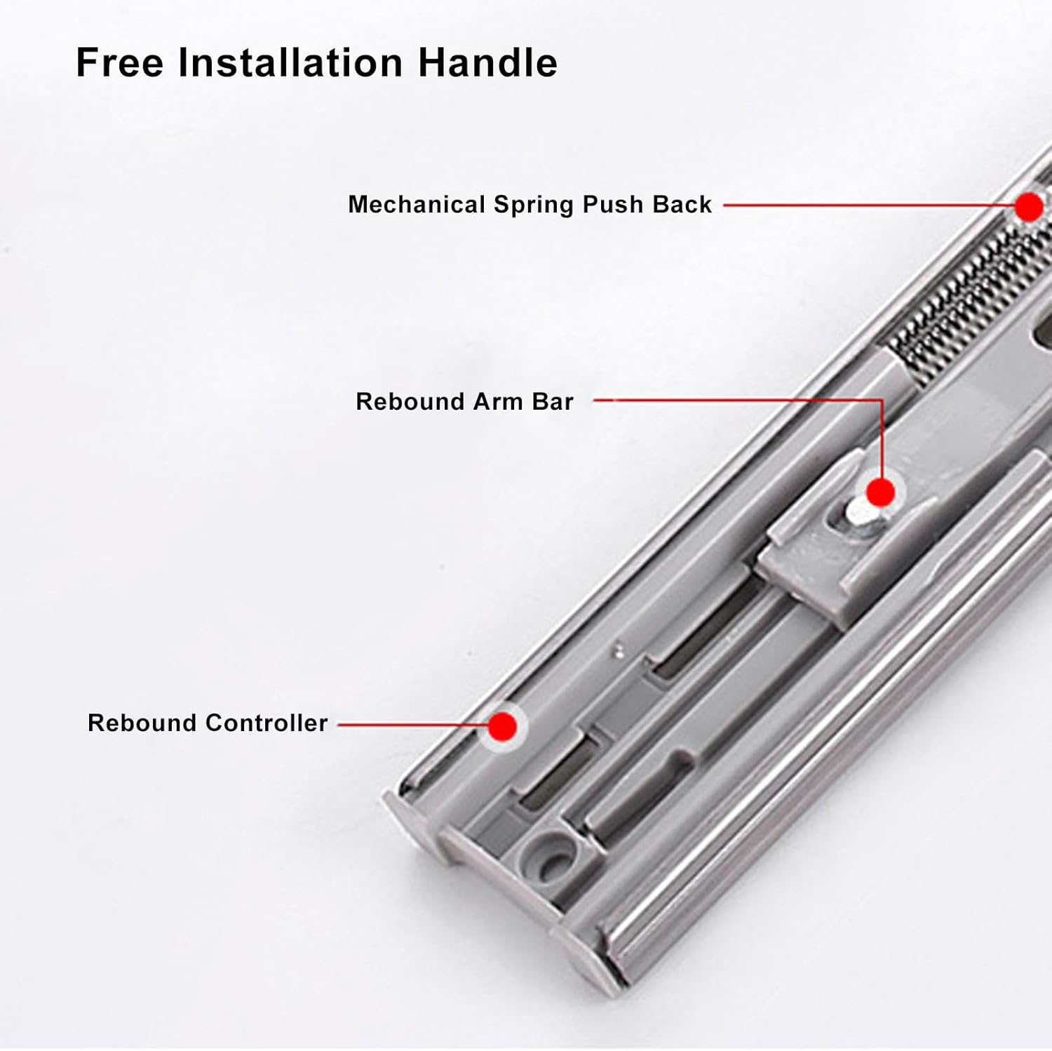 22" Stainless Steel Drawer Slides, Full Extension Heavy Duty, Hydraulic Damping 3-Section Cabinet Drawer Guides for Kitchen,
