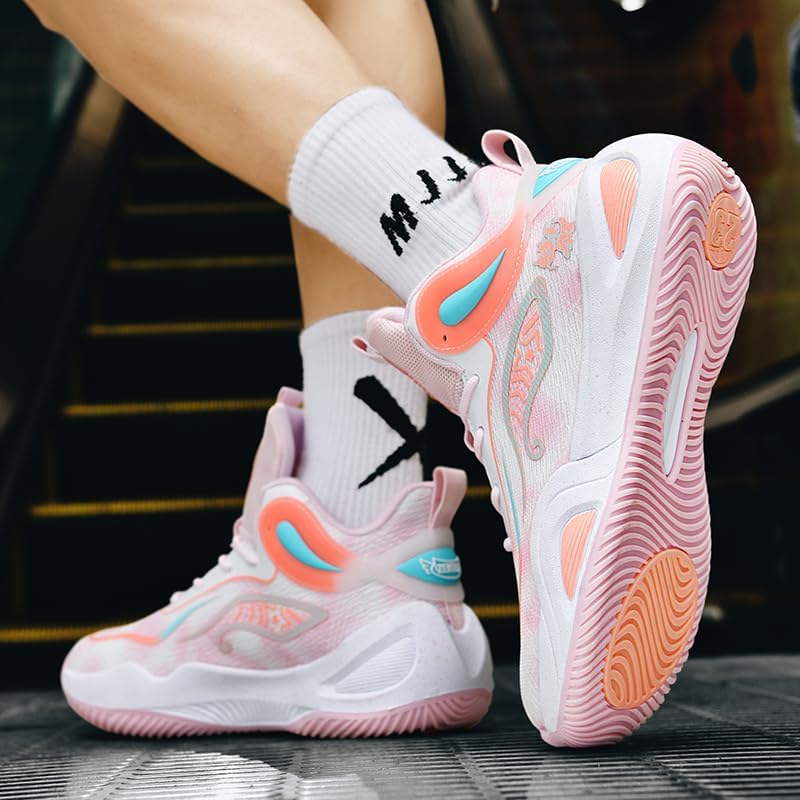 Image of Unisex Basketball Shoes for Women Men Breathable Mesh Non Slip Rubber Sole Lightweight Athletic Sneakers for Indoor Outdoor Court Walking Training