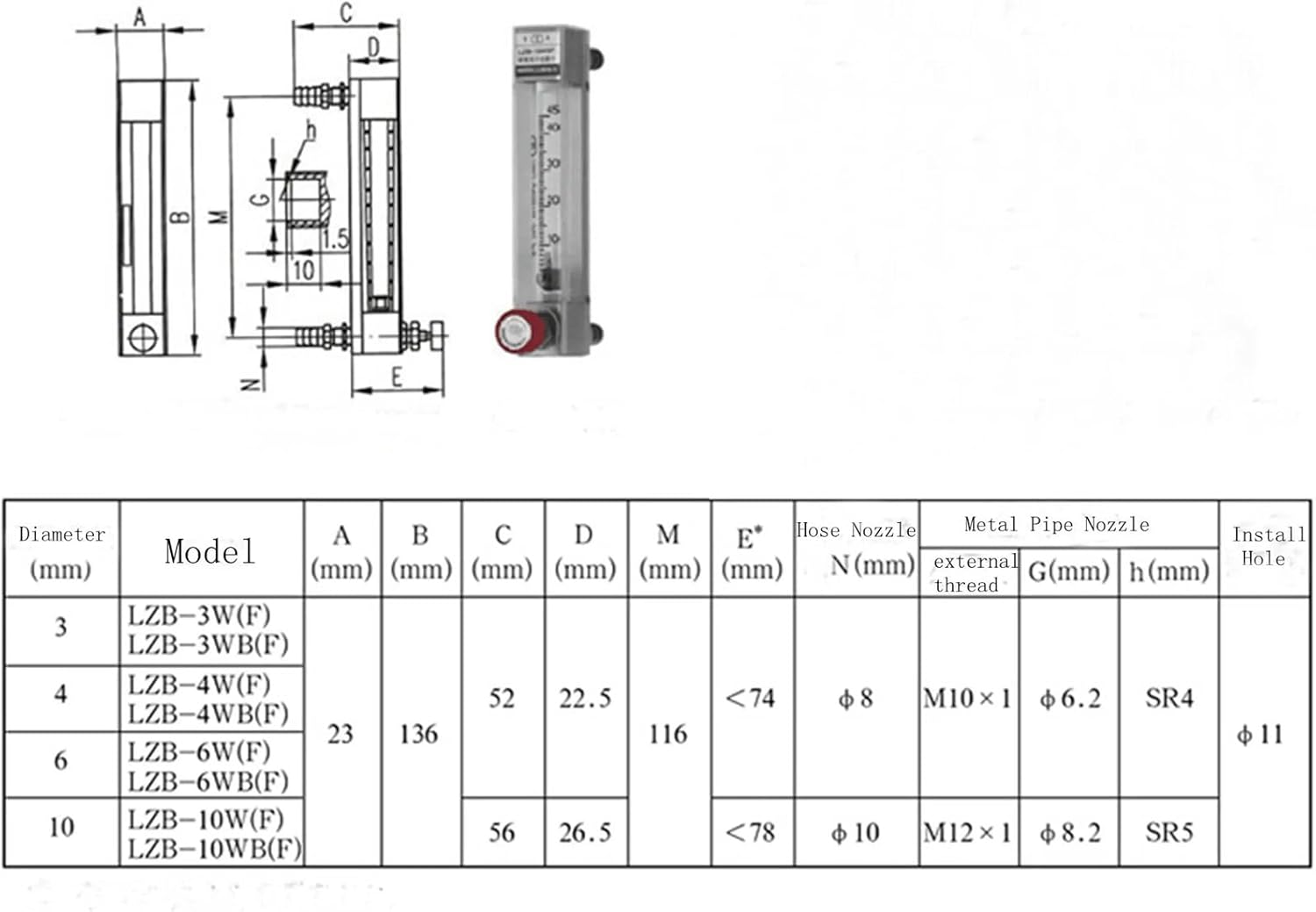 1Pcs 0.1-10L/min 6-600ml/min Panel Gas Air Flowmeter Rotameter with Barbed Fitting & Control Valve(0.7-7L Per min)