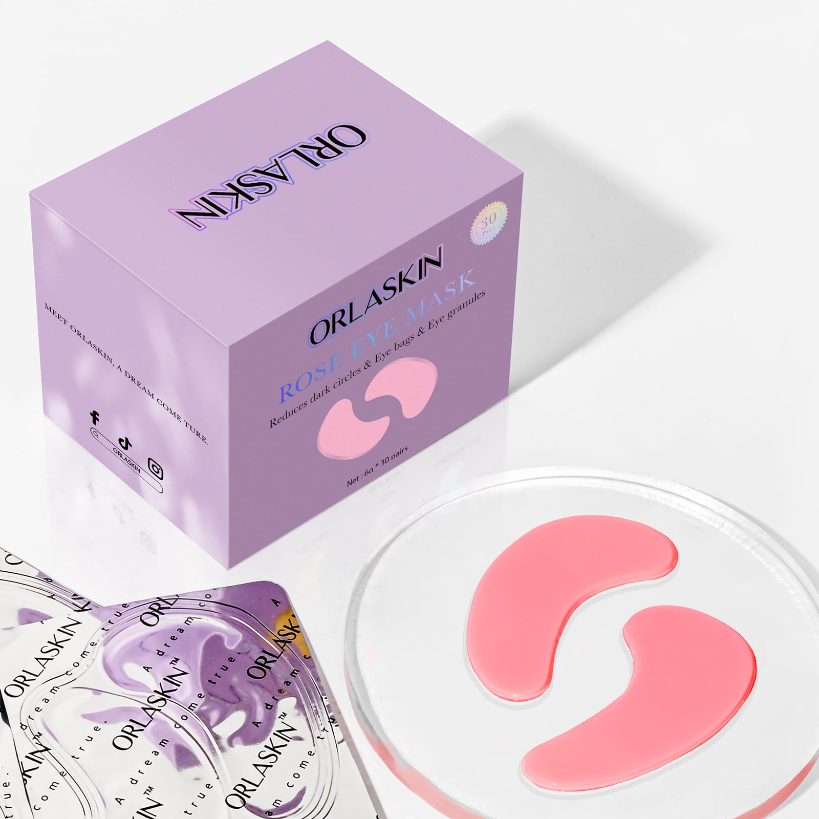 Under Eye Patches,30 Pairs Eye Mask Skin care for Dark Circles, Puffy Eyes, Under eye Bags,Wrinkles,Eye Treatment Skin Care for Men & Women Gift （Rose）