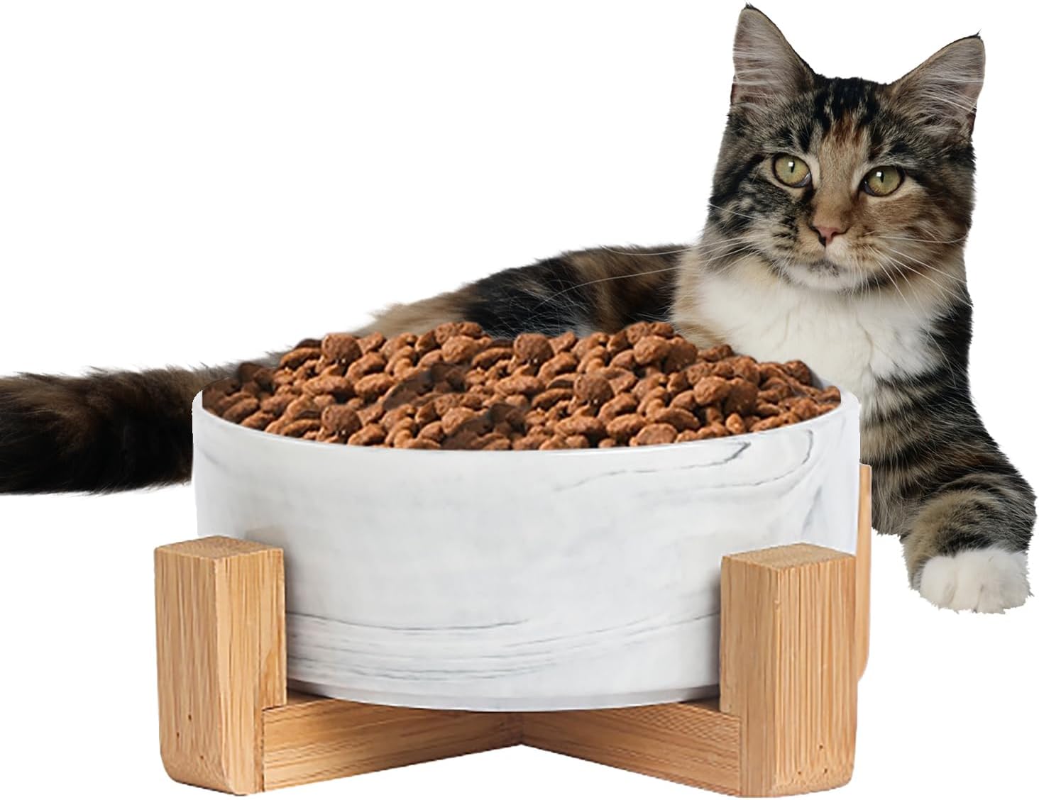 Plato para Perro y Gato de Cerámica Marmolizada con Base de Estabilizadora (Gris 1)