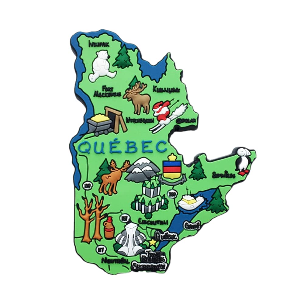 Map Style Quebec Canada Fridge Magnet Souvenir Gift 3D Magnetic Sticker Collection