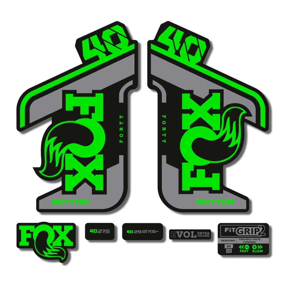Autocollants Fox 40 Rhythm 2021 vert 1 cm stickers haute précision pour vtt