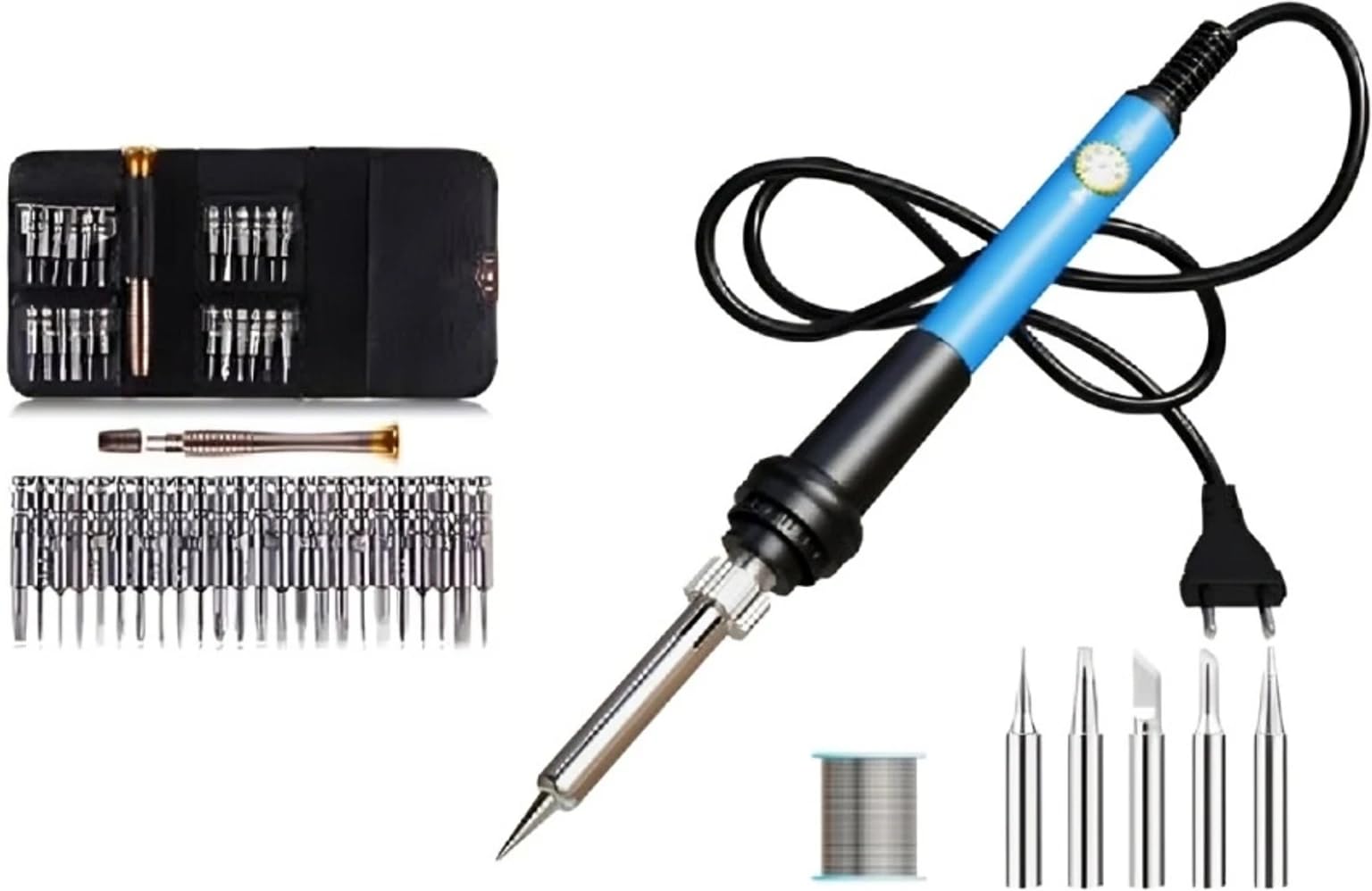 Soldering Iron Kit, 60W Soldering Iron Adjustable Temperature Set, 5 Soldering Bits, Solder Wire, Screwdriver Set Fast Heating, Electronic Repair DIY Hobby (Pack of 4)-picture-17