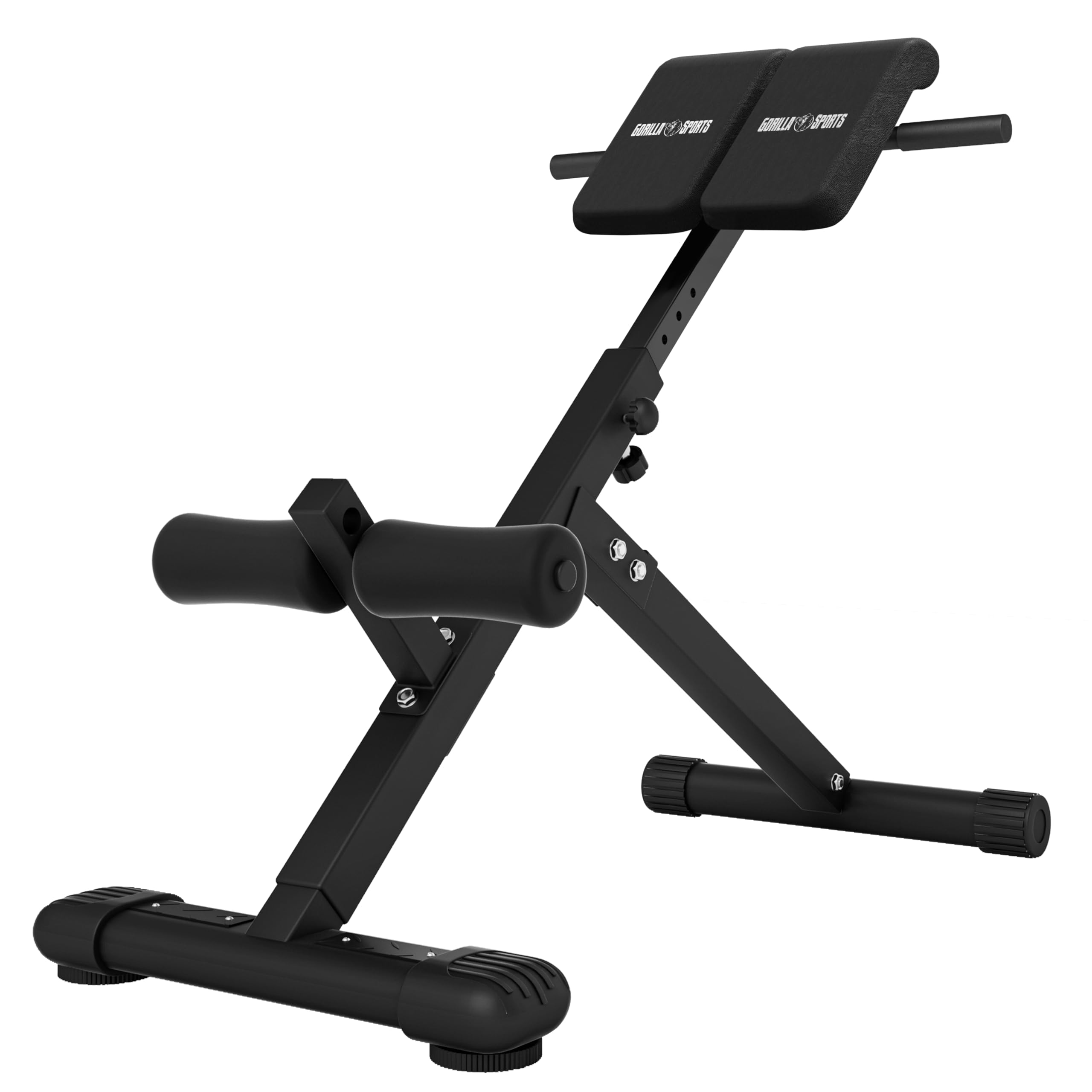 GORILLA SPORTS® Panca per Schiena e Addominali - Pieghevole, Altezza Regolabile in 5 Livelli, Multifunzione, Max. 120kg, Nero/Bianco - Sedia Romana, Iperestensione, Allenamento dei Dorsali, Palestra