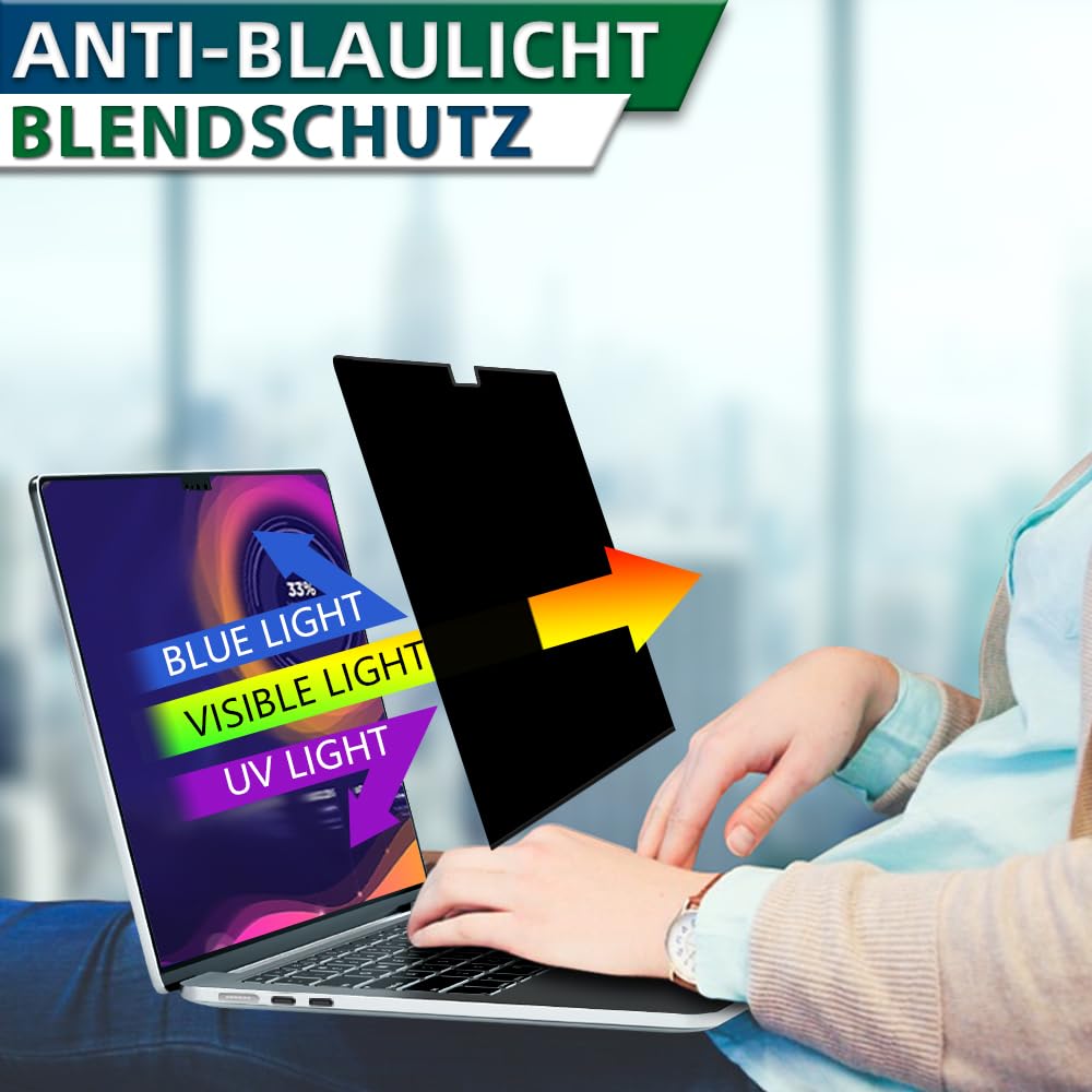 Magnetischer Sichtschutz für MacBook Air 13,6 & 13 Zoll (2022-2026, M2-M5) Blickschutzfilter Anti Blaulicht