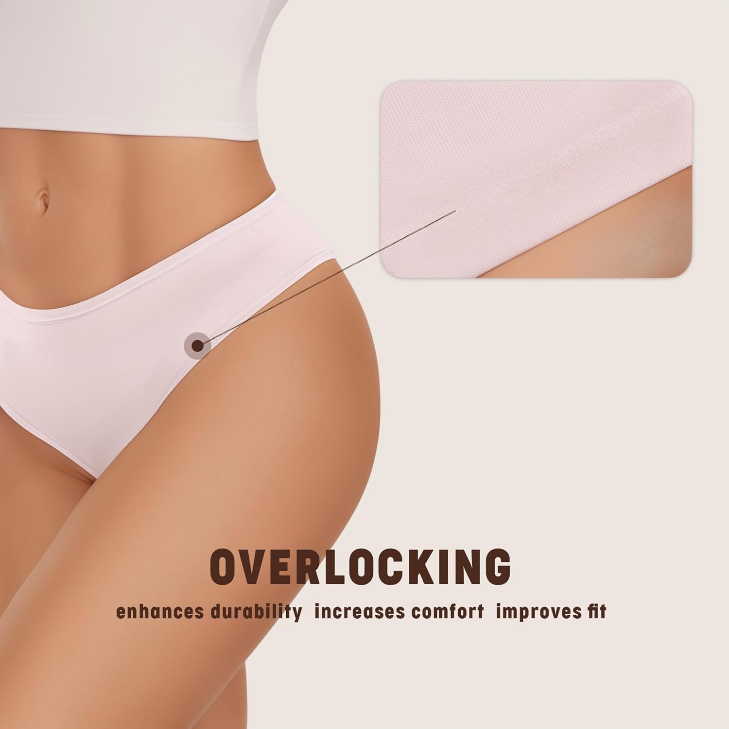 MANGOPOP Women's Bikini Underwear Breathable Stretch Cotton Brief Panties for Ladies Cheeky 6 Pack - Image 6