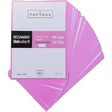 Unipapel 53392253. Refills 100 Sheets A4, 5 x 5, Light Pink Band, PaperClas90g, Papyrus Solid 1
