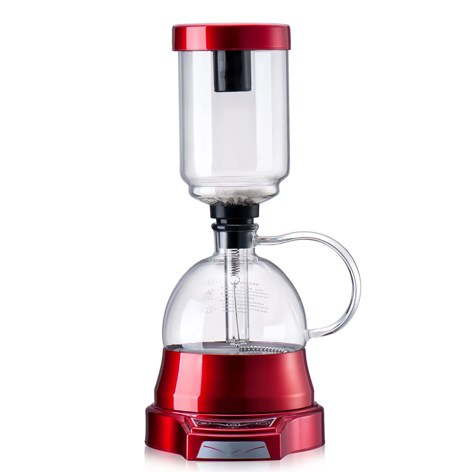 Cafetera De Sifón De Vidrio Al Vacío De 1 a 3 Tazas, Cafetera De Sifón De Sobremesa con Chasis Calefactor De Acero Inoxidable, Potencia Ajustable De 200 a 500 W Y Temporizador Automático