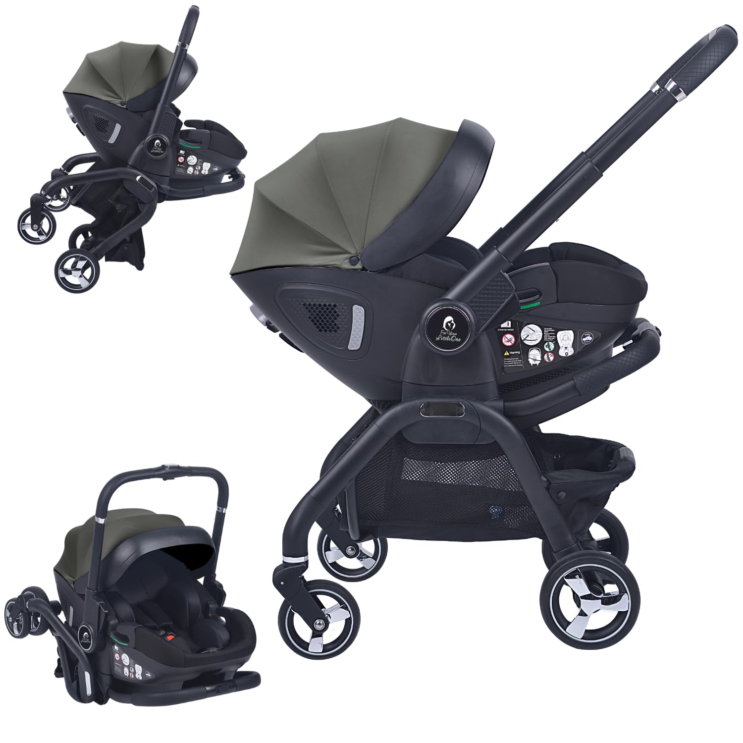 For Your Little One Qubi Infant Car Seat Stroller, Birth to 15 Months, 5-Point Harness, 13 kg (Grey Olive)