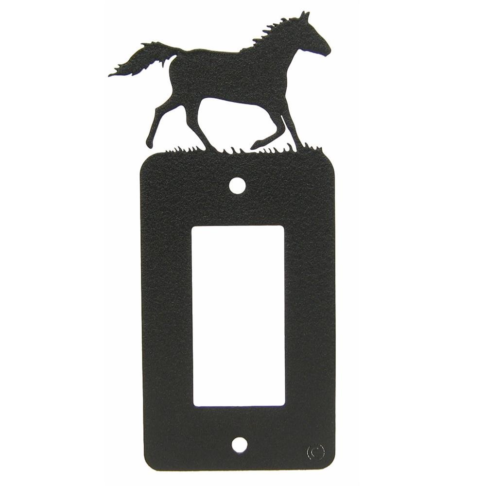 Running Horse Single Gang Light Switch, GFCI Power Outlet, Wall Plate (Single Rocker (GFCI), Black) - MADE IN USA