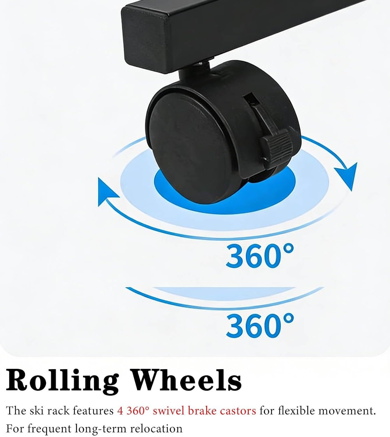 Rolling Ski & Snowboard Storage Rack with Wheels, 5-Tier Metal Ski Holder Skateboard Display, Commercial Large Snow Ski Organizer Stand