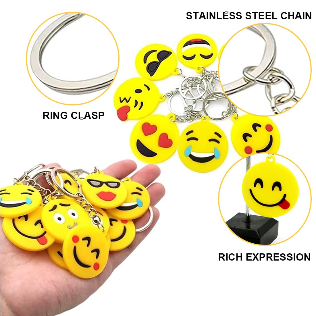 30 Pièces Porte-Clés Emoji Mignons - Cadeaux Enfants Fête Anniversaire Et Noël