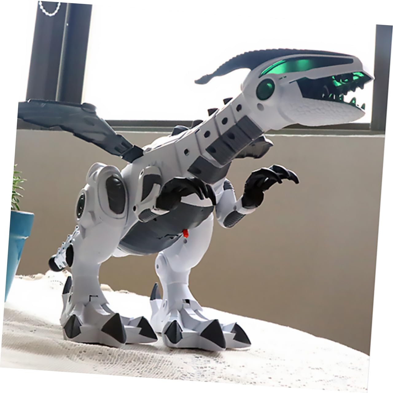 BESPORTBLE Juguete Eléctrico de Dinosaurio Blanco Pulverización y Control