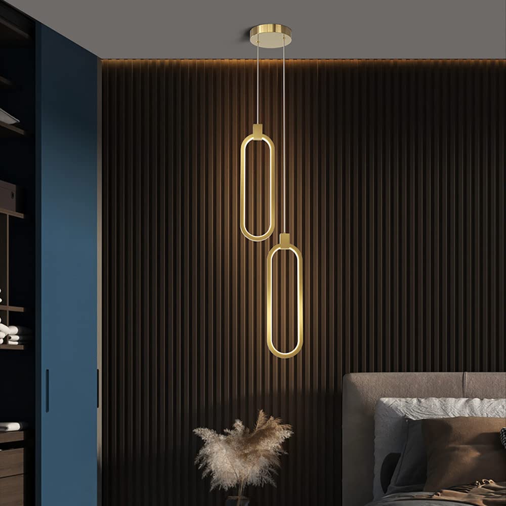 Lampy wiszące, żyrandol do wnętrz z mosiądzu LED przyciemniana nocna lampa wisząca Minimalistyczna podwieszana oprawa oświetleniowa do przedpokoju w domu Nowoczesna sypialnia Dekoracja jadalni Wisząca