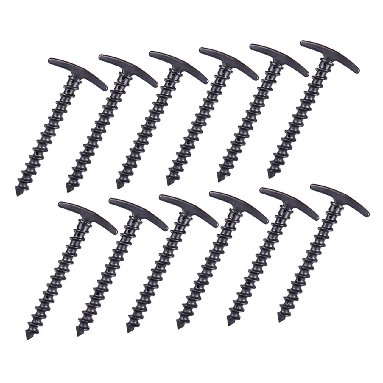 Estacas para tienda de campaña UKCOCO de nailon negro en espiral pack de 20 para picnic