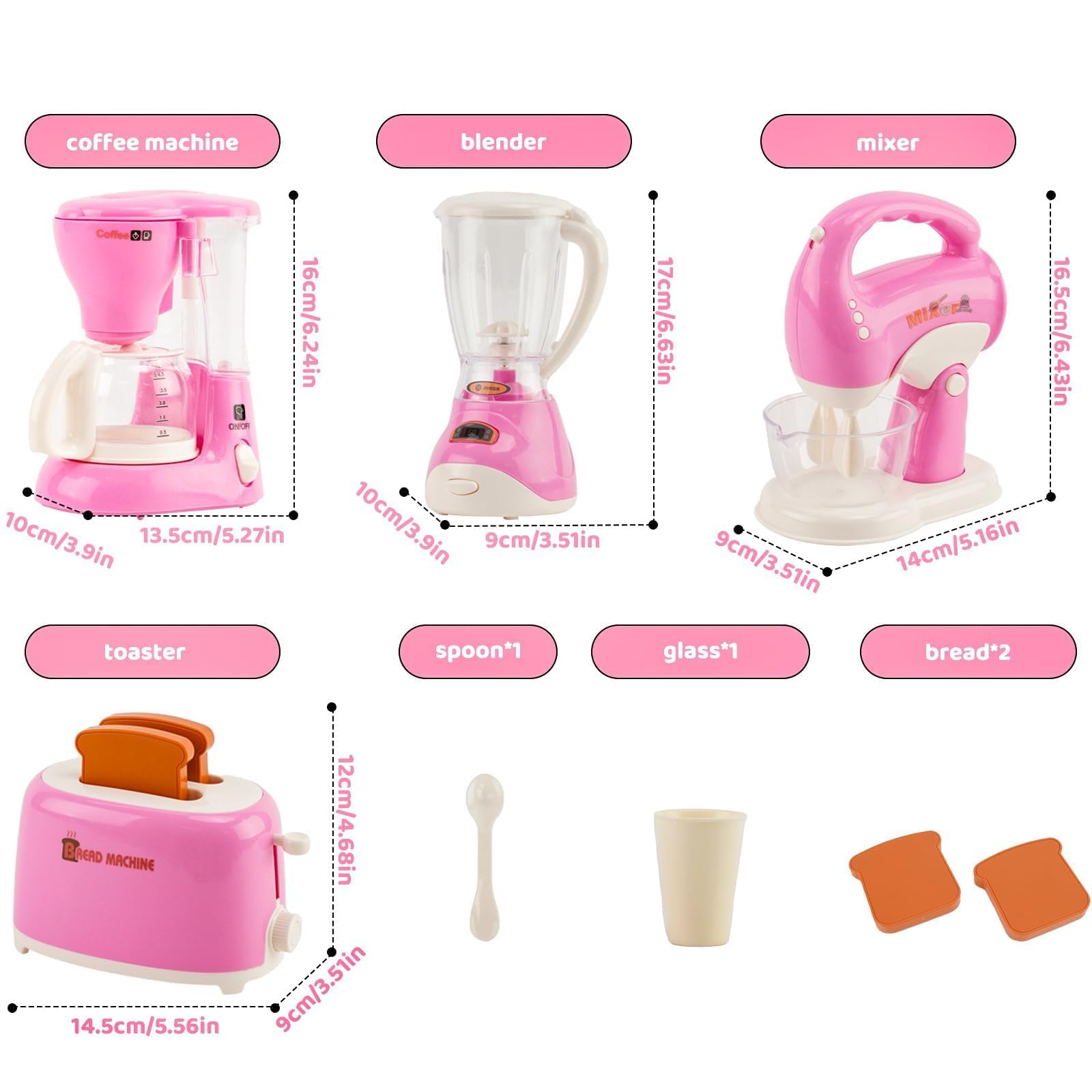 Juguetes de Cocina para Niños,con Tostadora Cafetera Batidora Exprimidor,Incluye Luces y Música,Juego de Desayuno Juguete para Juegos de rol,Apto para Niños y Niñas a Partir de 3 Años